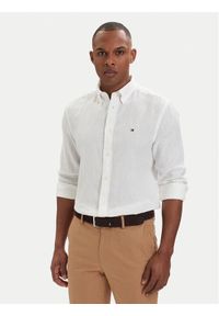 TOMMY HILFIGER - Tommy Hilfiger Koszula MW0MW41530 Biały Regular Fit. Kolor: biały. Materiał: len #1