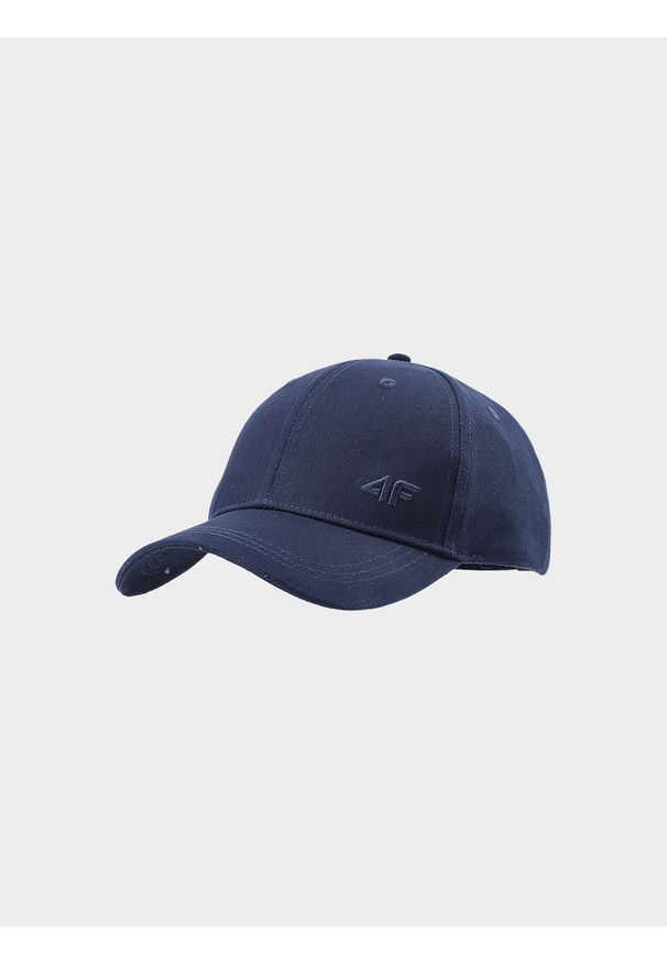 4f - Czapka z daszkiem strapback uniseks - granatowa. Kolor: niebieski. Materiał: bawełna, materiał. Wzór: haft. Sezon: lato. Styl: sportowy, klasyczny, casual