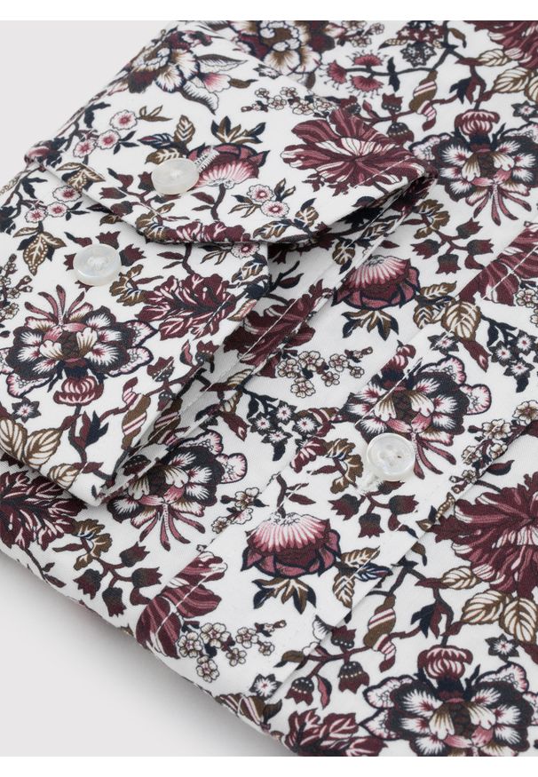 Pako Lorente - PAKO LORENTE – Biała koszula w kwiaty. Typ kołnierza: kołnierzyk klasyczny. Kolor: biały. Materiał: bawełna, elastan. Długość rękawa: długi rękaw. Długość: długie. Wzór: kwiaty. Styl: klasyczny
