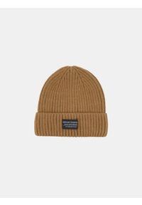 Sinsay - Prążkowana czapka beanie - beżowy. Kolor: beżowy. Materiał: prążkowany