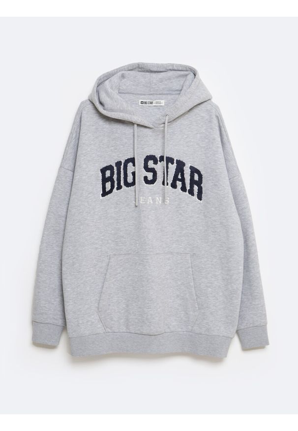 Big-Star - Bluza damska z kapturem z logo BIG STAR szara Rubialsa 901. Typ kołnierza: kaptur. Kolor: szary. Materiał: dzianina. Wzór: aplikacja