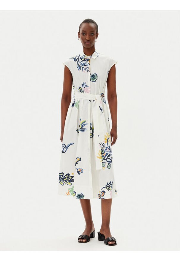 Marella Sukienka koszulowa Pier 2513221372200 Biały Regular Fit. Kolor: biały. Materiał: bawełna. Typ sukienki: koszulowe