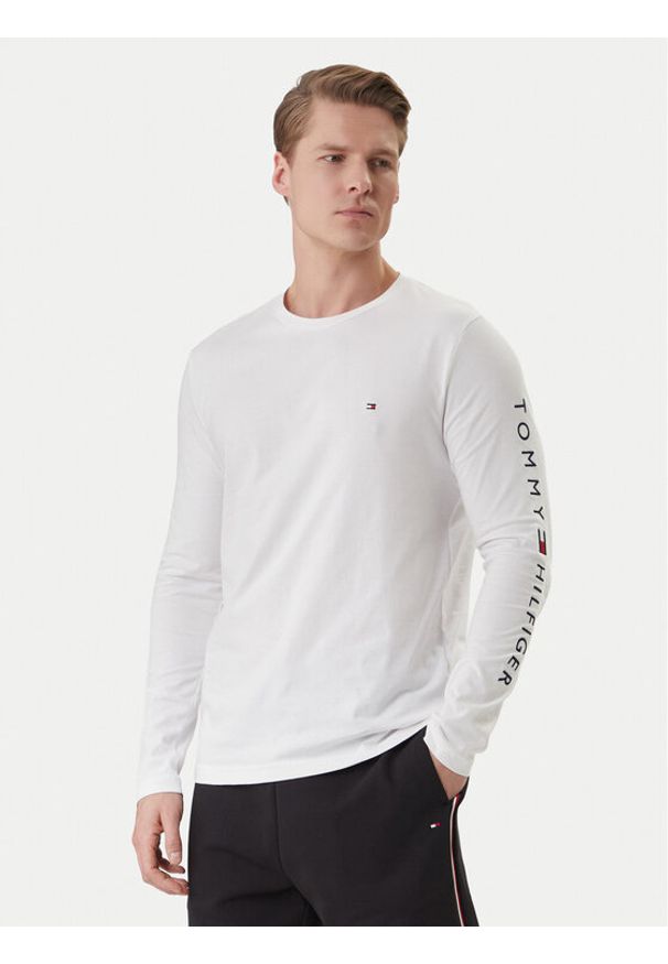TOMMY HILFIGER - Tommy Hilfiger Longsleeve Logo MW0MW09096 Biały Regular Fit. Kolor: biały. Materiał: bawełna. Długość rękawa: długi rękaw
