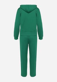 Born2be - Ciemnozielony Bawełniany Komplet Dresowy Bluza z Kapturem i Spodnie z Gumką Xerissta. Kolor: zielony. Materiał: dresówka, bawełna #3