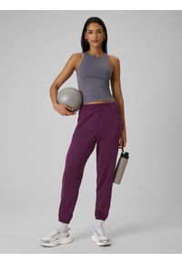 4f - 4F Spodnie dresowe joggery z modalem damskie - fioletowe L. Kolor: fioletowy. Materiał: dresówka #1