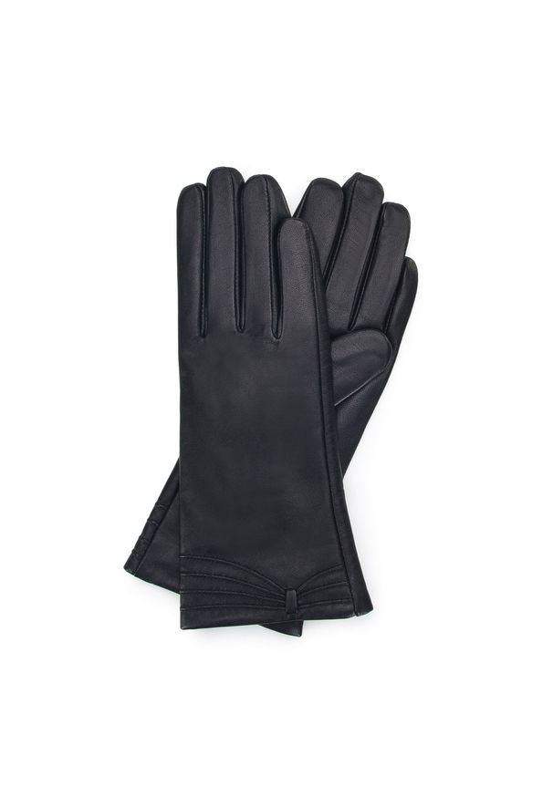 Wittchen - Damskie rękawiczki ze skóry z przeszyciami czarne. Kolor: czarny. Materiał: skóra. Wzór: aplikacja. Sezon: zima. Styl: klasyczny