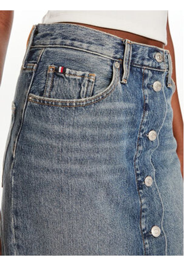 TOMMY HILFIGER - Tommy Hilfiger Spódnica jeansowa WW0WW42879 Niebieski Straight Fit. Kolor: niebieski. Materiał: bawełna