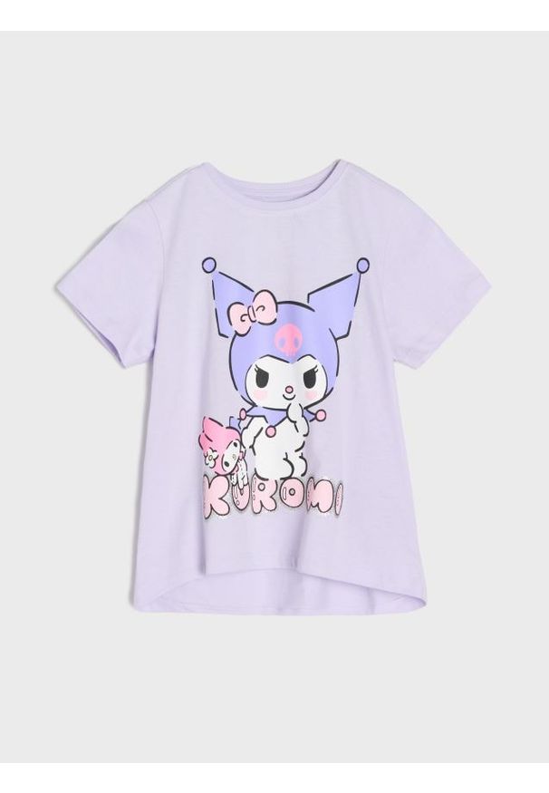 Sinsay - Bawełniana koszulka z nadrukiem Kuromi - fioletowy. Kolor: fioletowy. Materiał: bawełna. Wzór: nadruk