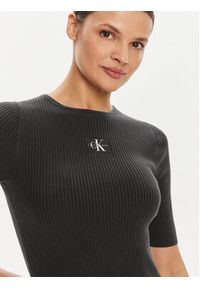 Calvin Klein Jeans Sukienka dzianinowa J20J223519 Czarny Slim Fit. Kolor: czarny. Materiał: syntetyk