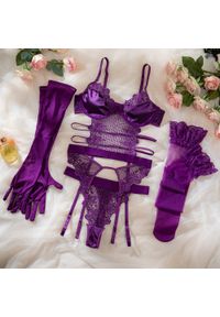 Intica - Komplet bielizny z rękawiczkami na specjalne okazje Auzinda. Kolor: fioletowy. Materiał: materiał #1