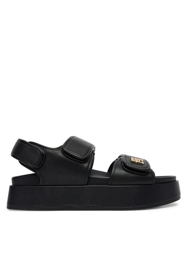 TOMMY HILFIGER - Tommy Hilfiger Sandały Leather Sporty Platform Sandal FW0FW09119 Czarny. Kolor: czarny. Materiał: skóra. Obcas: na platformie. Styl: sportowy