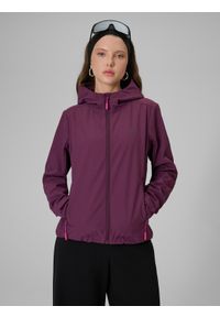 4f - 4F Kurtka softshell wiatroodporna membrana 5000 damska - fioletowa XL. Kolor: fioletowy. Materiał: softshell. Wzór: gładki #1