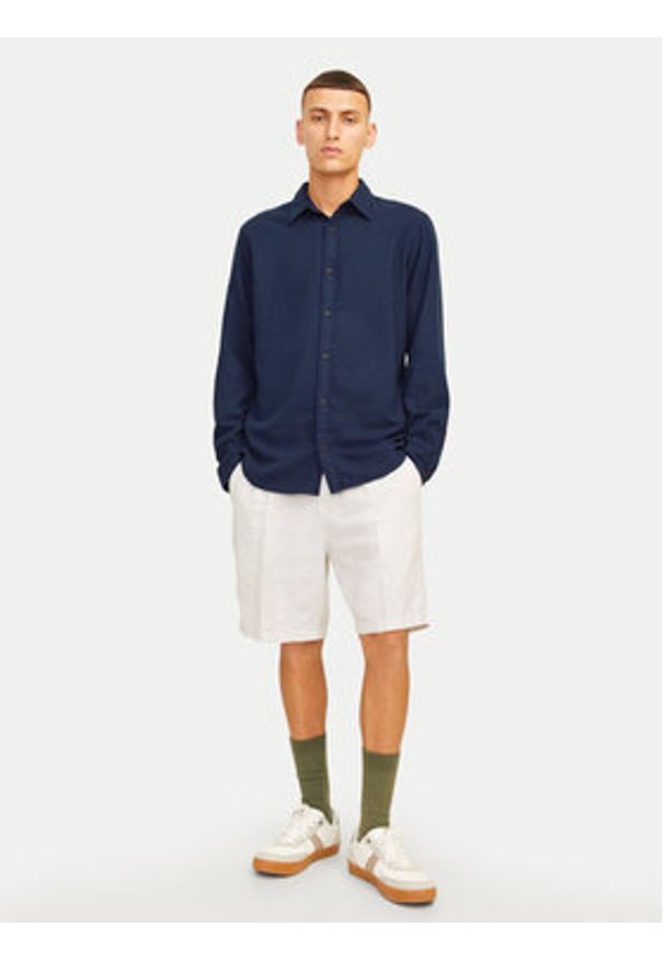 Jack & Jones Koszula Joshua 12258429 Granatowy Slim Fit. Kolor: niebieski. Materiał: bawełna, syntetyk