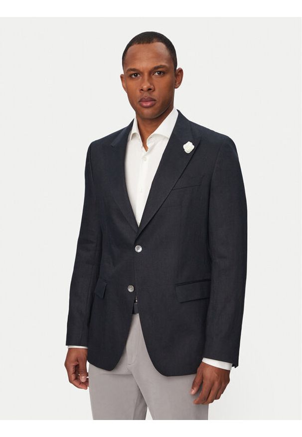 BOSS Marynarka Hutson Peak 262 50561857 Niebieski Slim Fit. Kolor: niebieski. Materiał: len