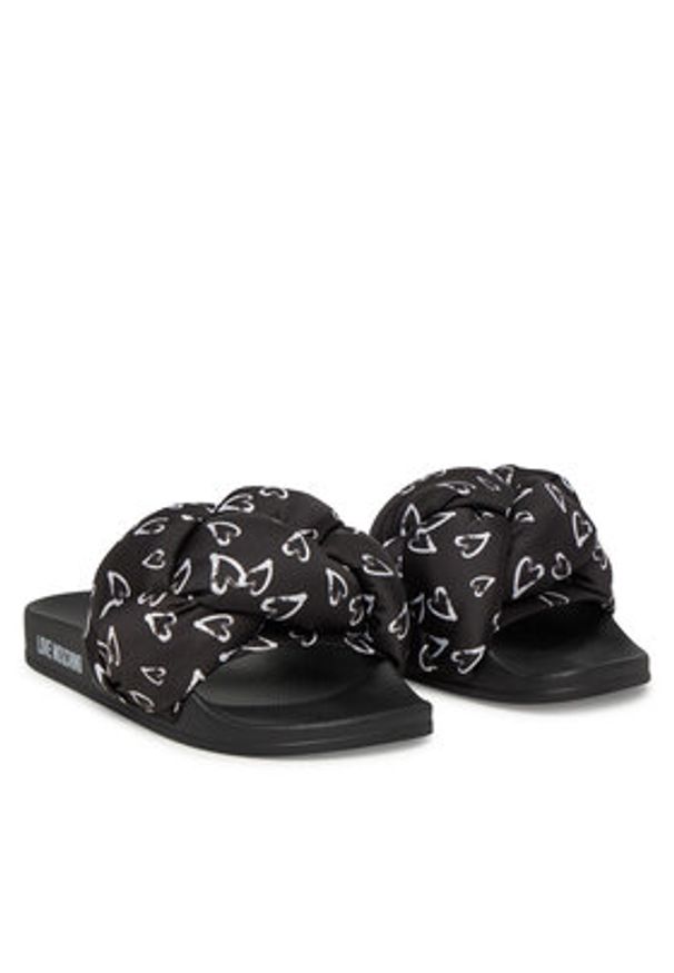 Love Moschino - LOVE MOSCHINO Klapki JA28312G0MIW100B Czarny. Kolor: czarny. Materiał: materiał