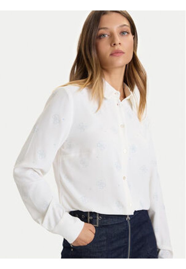 Guess Koszula W5BH80 W2982 Biały Regular Fit. Kolor: biały. Materiał: syntetyk