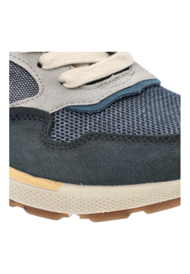 Sneakersy męskie Jeep, codzienne i sportowe na platformie skórzane sznurowane, niebieskie, JM51060A-100. Okazja: na co dzień. Kolor: niebieski. Materiał: skóra. Szerokość cholewki: normalna. Obcas: na platformie. Sport: turystyka piesza