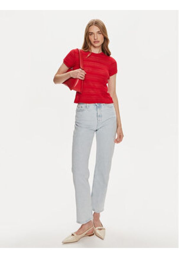 Pieces T-Shirt Agda 17148867 Czerwony Loose Fit. Kolor: czerwony. Materiał: bawełna