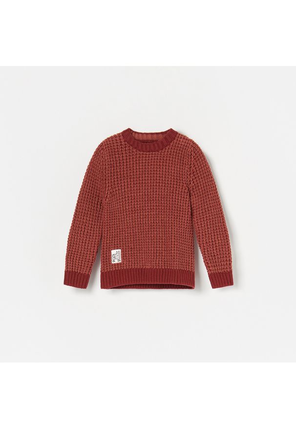 Reserved - Bawełniany sweter - Bordowy. Kolor: czerwony. Materiał: bawełna