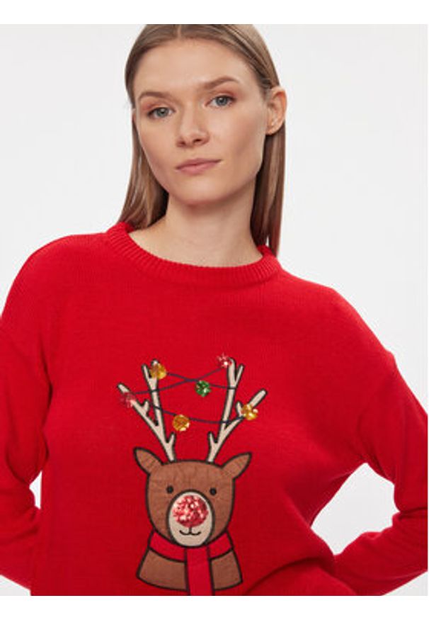 Brave Soul Sweter LKX-230RONNI Czerwony Regular Fit. Kolor: czerwony. Materiał: wiskoza