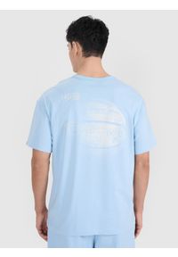 4f - 4F T-shirt oversize z nadrukiem męski - niebieski S. Okazja: na co dzień. Kolor: niebieski. Materiał: bawełna, jersey, materiał, dzianina. Wzór: nadruk. Styl: klasyczny, sportowy, casual, elegancki
