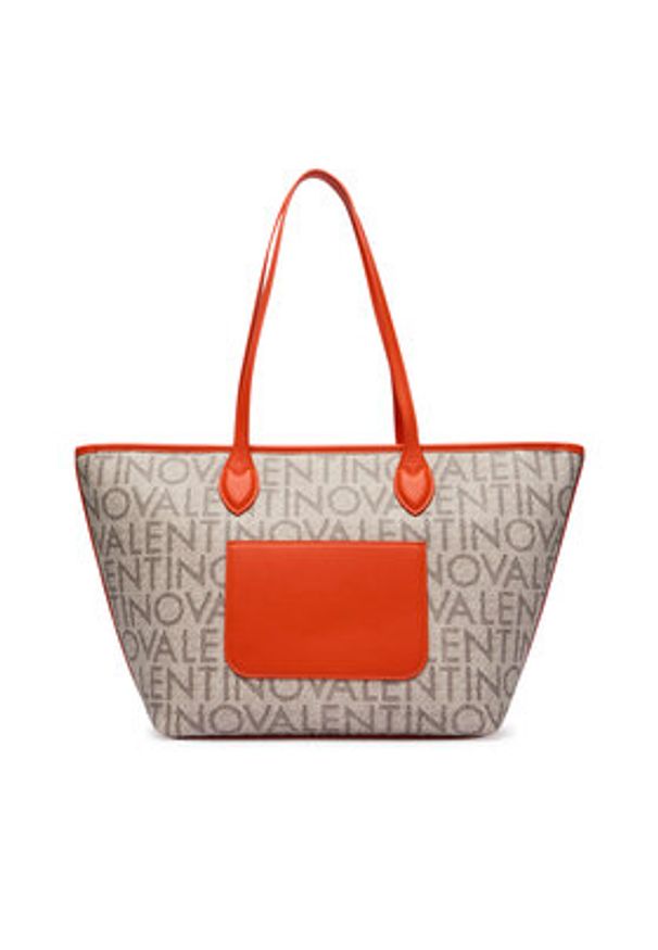 VALENTINO - Valentino Torebka Logo VBSA1F02 Beżowy. Kolor: beżowy. Materiał: skórzane