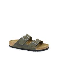 Klapki damskie Birkenstock 1027039. Kolor: zielony. Materiał: skóra. Szerokość cholewki: normalna. Sport: turystyka piesza