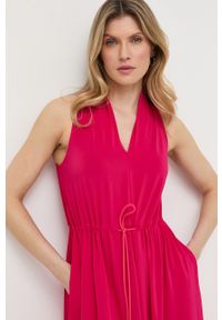 Max Mara Leisure sukienka kolor różowy maxi rozkloszowana. Kolor: różowy. Materiał: dzianina. Długość: maxi #2