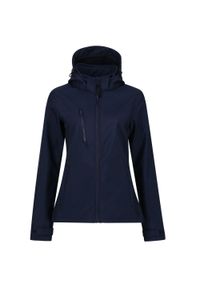 Regatta - Kurtka Damska Venturer 3 Layer Hooded Soft Shell Jacket. Kolor: niebieski. Sport: turystyka piesza