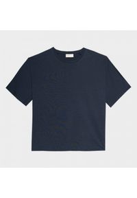 outhorn - T-shirt gładki damski - granatowy. Okazja: na co dzień. Kolor: niebieski. Materiał: bawełna, materiał, jeans, dresówka, dzianina. Długość rękawa: krótki rękaw. Wzór: gładki. Styl: casual, sportowy #3