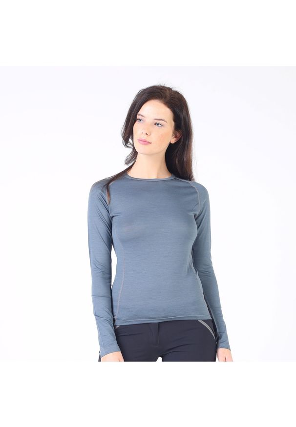 WOOLONA - Kona - Cienka Koszula z Długim Rękawem (100% Wełny Merino). Kolor: szary. Materiał: wełna. Długość rękawa: długi rękaw. Długość: długie. Sport: turystyka piesza