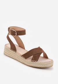 Renee - Jasnobrązowe Sandały z Plecionki w Stylu Boho VICES z Paskami w Kształcie X Nahmala. Okazja: na co dzień. Zapięcie: pasek. Kolor: brązowy. Wzór: paski, aplikacja. Sezon: lato. Styl: boho #9