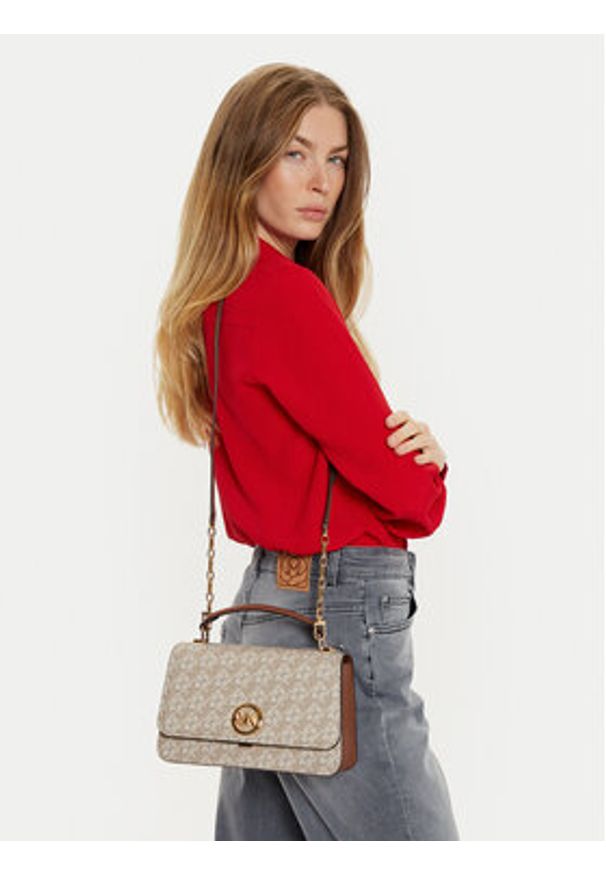 MICHAEL Michael Kors Torebka Delancey 30T4GD8S6B Beżowy. Kolor: beżowy. Materiał: skórzane