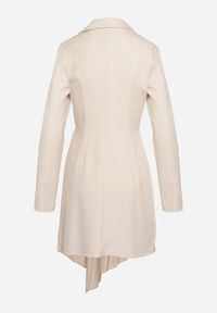 Born2be - Beżowa Rozkloszowana Sukienka Mini z Kopertową Górą i Plisami na Dole Lontasa. Kolor: beżowy. Typ sukienki: kopertowe. Styl: elegancki. Długość: mini #2