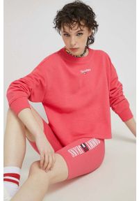 Tommy Jeans bluza damska kolor różowy z nadrukiem. Kolor: różowy. Materiał: bawełna, dzianina. Wzór: nadruk