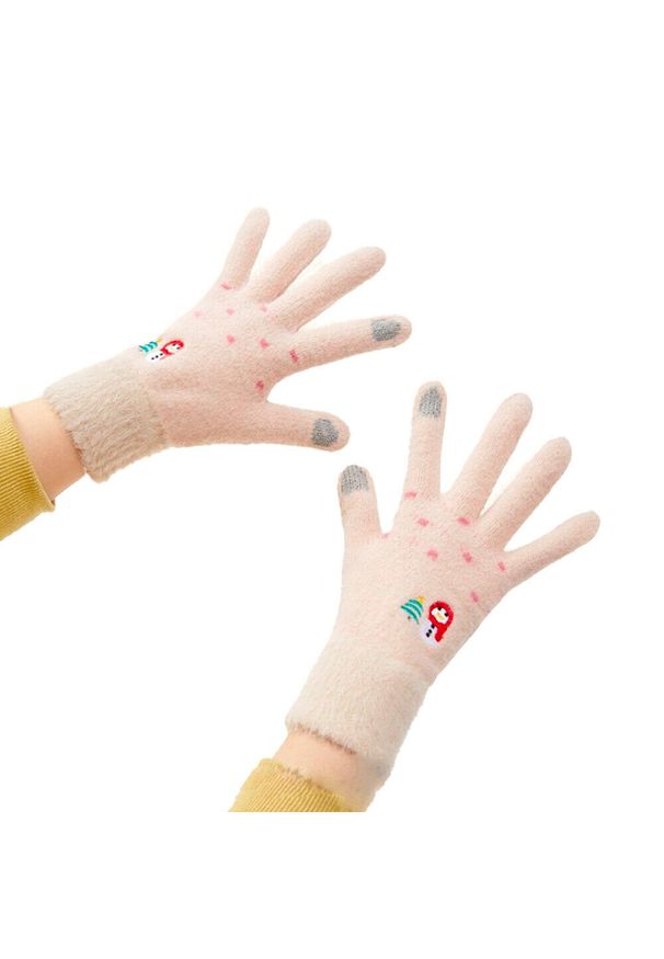 Rękawiczki turystyczne damskie Hurtel zimowe. Kolor: beżowy. Sezon: zima