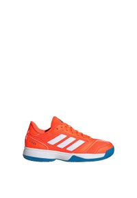 Adidas - Buty Ligra 8 Kids IN. Kolor: biały, pomarańczowy, wielokolorowy. Materiał: materiał. Sport: siatkówka, piłka ręczna #2