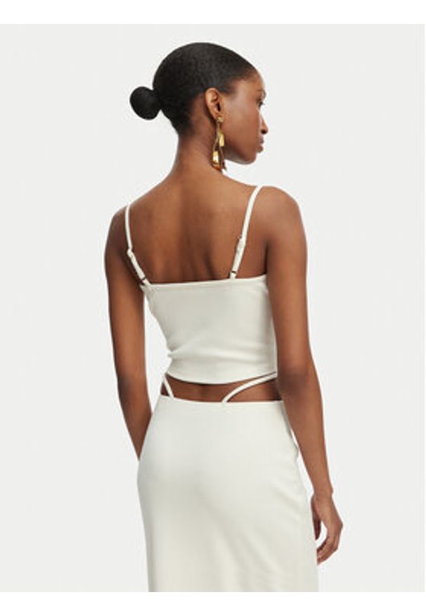 Guess Top E6GP01 KG322 Kremowy Slim Fit. Kolor: kremowy. Materiał: syntetyk