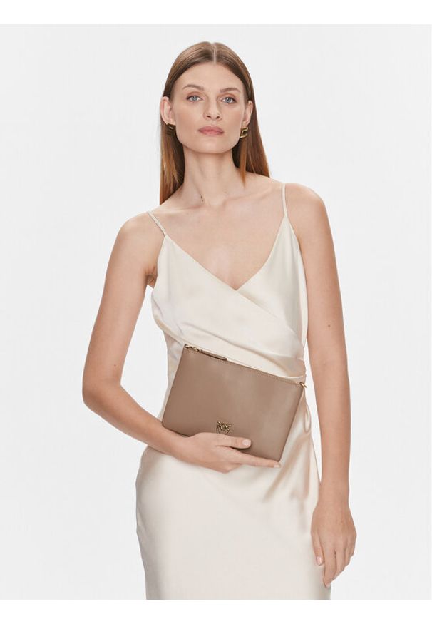 Pinko - PINKO Torebka Flat Classic AI 23-24 PCPL 100455 A0F1 Brązowy. Kolor: brązowy. Materiał: skórzane