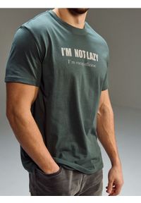 Sinsay - Bawełniana koszulka z napisem - zielony. Kolor: zielony. Materiał: bawełna. Wzór: napisy