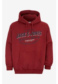 JACK & JONES PLUS - Bluza Plus Size Logo. Typ kołnierza: kaptur. Kolekcja: plus size. Kolor: czerwony. Materiał: dresówka, dzianina. Wzór: nadruk