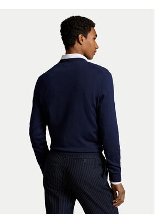Polo Ralph Lauren Sweter 710876338011 Granatowy Regular Fit. Typ kołnierza: polo. Kolor: niebieski. Materiał: syntetyk, wełna