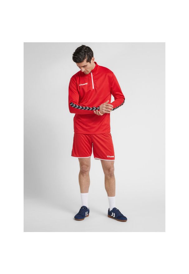 Bluza Hummel demi-zip hmlAUTHENTIC. Kolor: wielokolorowy, czerwony, różowy. Materiał: materiał. Sport: piłka nożna, fitness