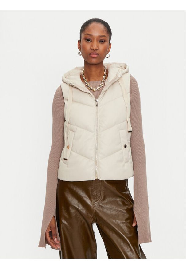 Morgan Bezrękawnik 232-GSOLO Écru Regular Fit. Materiał: skóra. Długość rękawa: bez rękawów