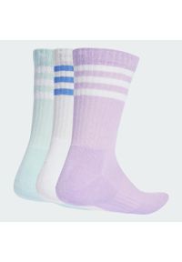 Adidas - 3-Stripes Cushioned Crew Socks 3 Pairs. Kolor: biały, wielokolorowy, różowy, zielony. Materiał: materiał