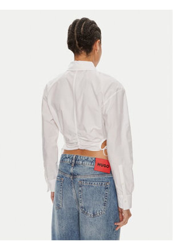 Hugo Koszula Eliesa 50512837 Biały Slim Fit. Kolor: biały. Materiał: bawełna