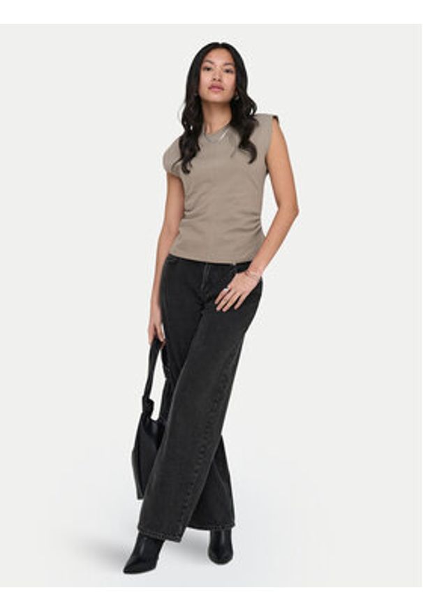 only - ONLY T-Shirt Marie 15372452 Szary Regular Fit. Kolor: szary. Materiał: bawełna