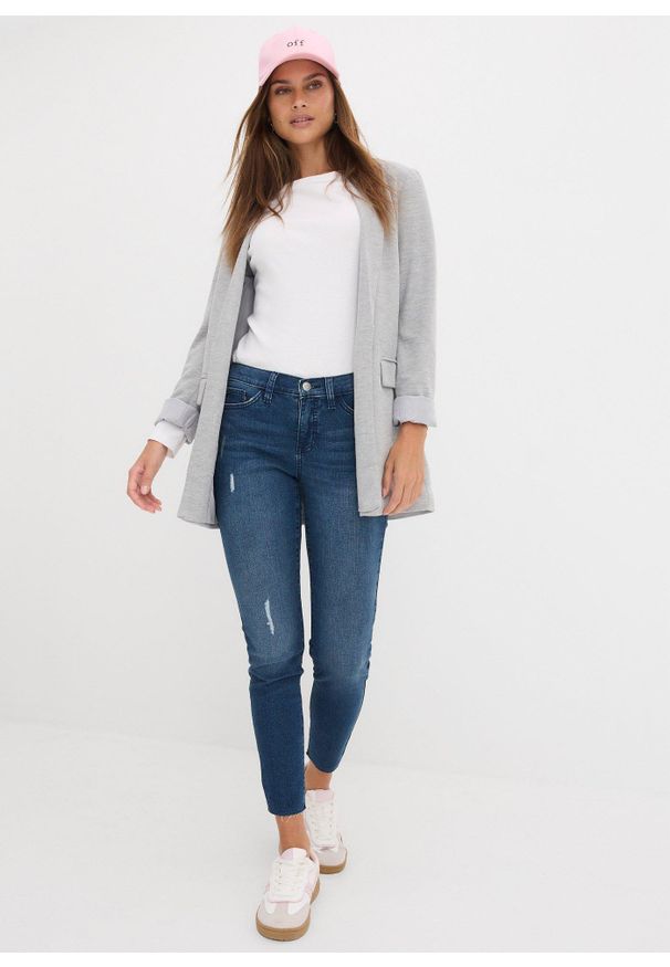 bonprix - Dżinsy skinny ze średnim stanem, krótsza nogawka. Kolor: niebieski. Długość: krótkie