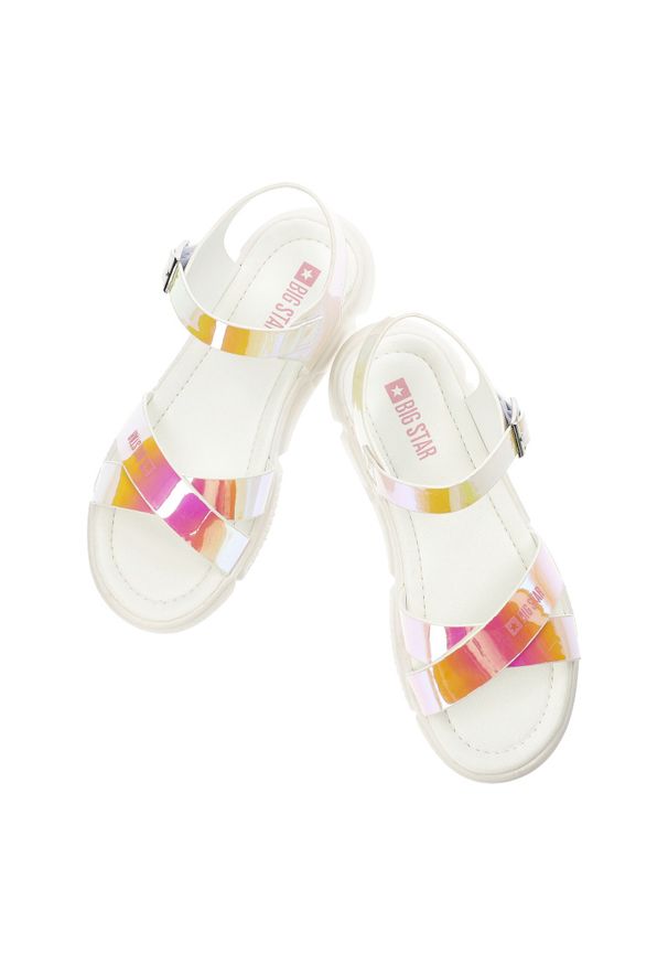 Big-Star - Kolorowe Sandały Big Star Dziewczęce Buty Na Lato. Zapięcie: pasek. Materiał: materiał. Wzór: kolorowy. Sezon: lato. Styl: elegancki