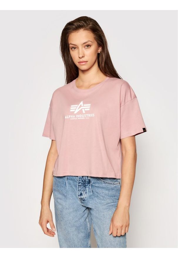 Alpha Industries T-Shirt Basic T Cos 116050 Różowy Oversize. Kolor: różowy